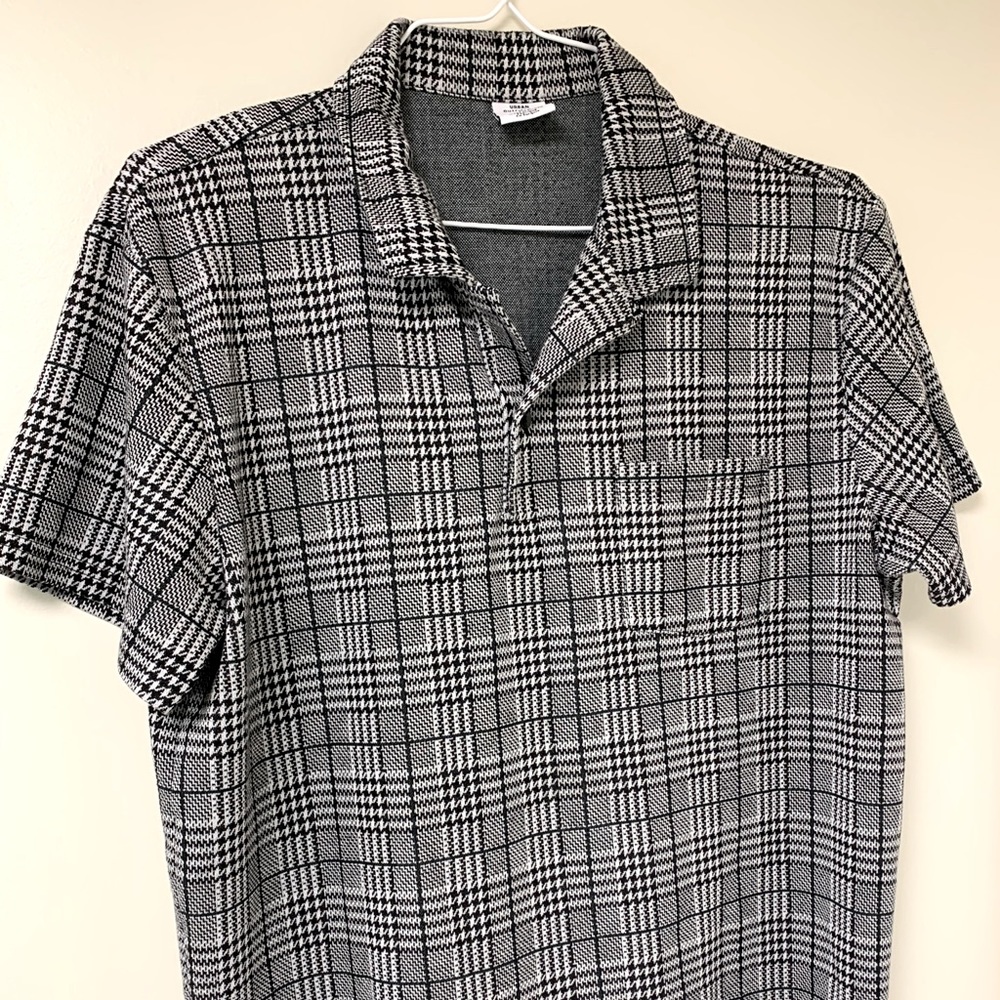 Men’s Premium Black & White Plaid Dress Shirt